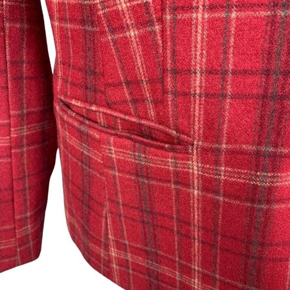 Eddie Bauer Vintage Red Plaid Blazer Wool Academic Professor Holiday Christmas L - Picture 3 of 13